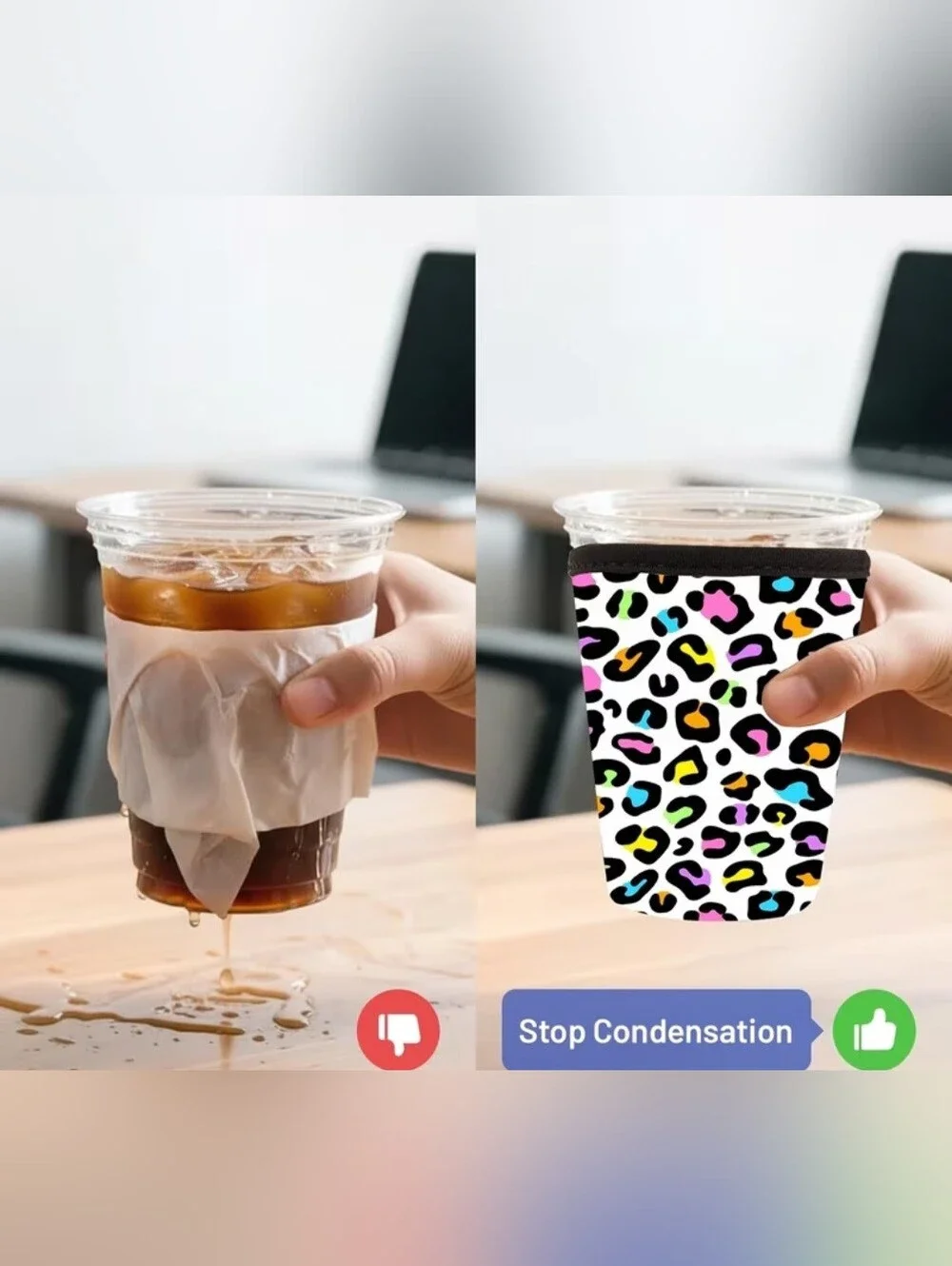 Colorful Leopard Print Insulated Cup Sleeve Set If 3
